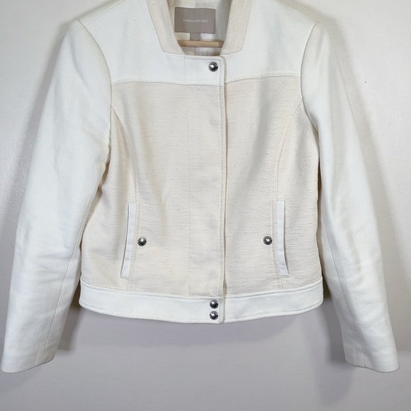 Banana Republic Beige Tan Moto Textured Zip  Jacket - Picture 3 of 14